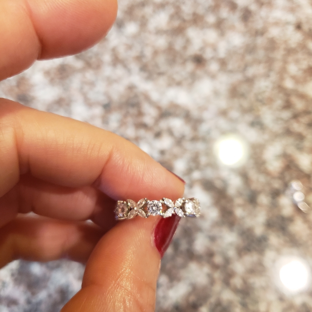 Marquise and round cz sterling silver ring eternity band size 5
